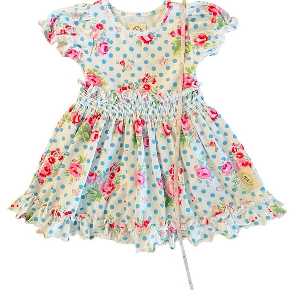 Olive Mae Floral Polka Dot Girls Dress with ruffles Size 18 Months - Picture 3 of 8